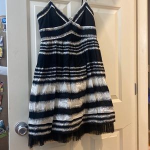 BCBG Black Cocktail Dress, Fitted Around Chest, built in Silk Slip